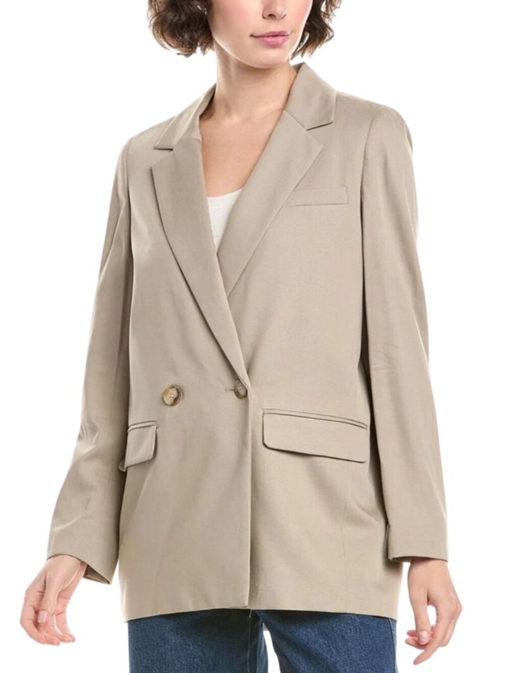 Madewell Drapeweave Caldwell Double-breasted Blazer Taupe Neutral 2023 Size S